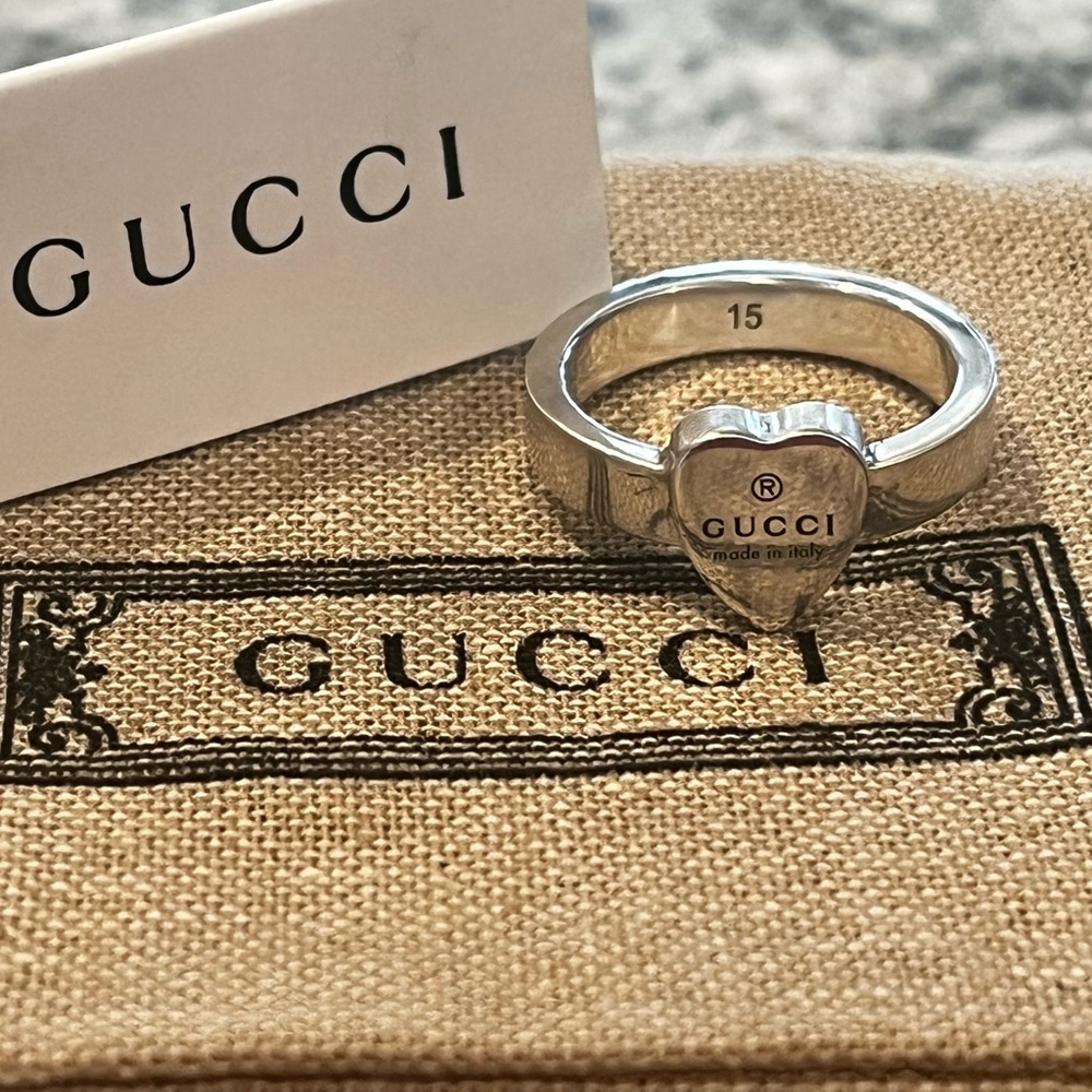 Gucci Sterling Silver Heart Ring - Size 7